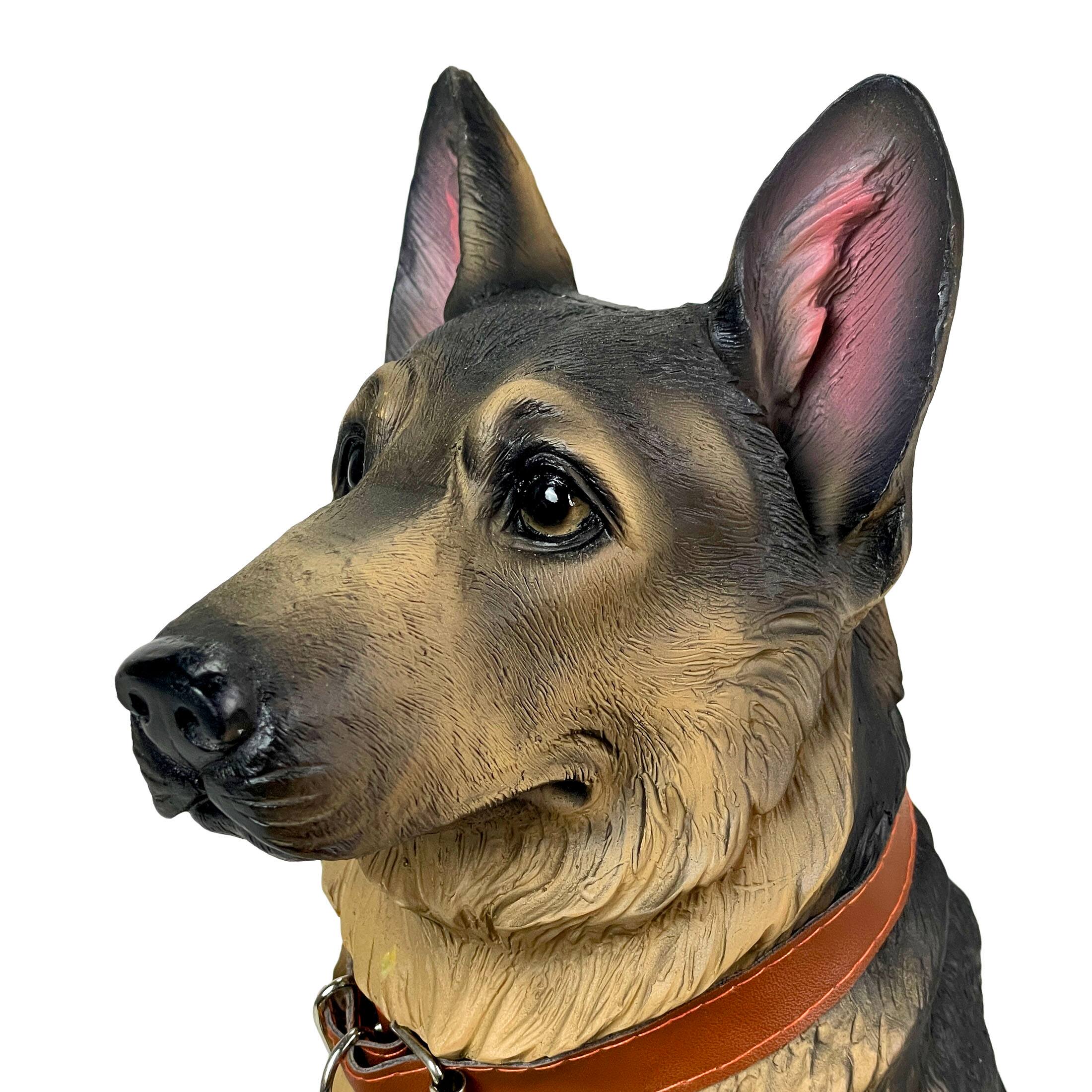 Alt View 2. Zeckos - I Don't Dial 911 German Shepherd Guard Dog Warning Statue - Brown.