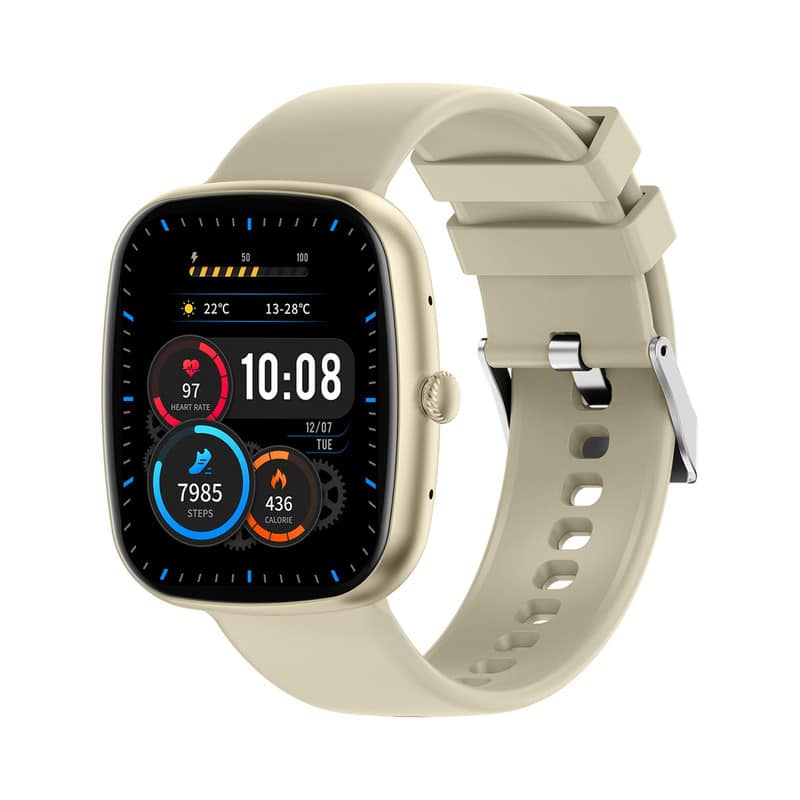 SKRAN - Smartwatch with Heart Rate Monitoring - Bluetooth Calling,Music and Camera Control, Multi-Function Fitness Band,Silicone - Gold - (2026)
