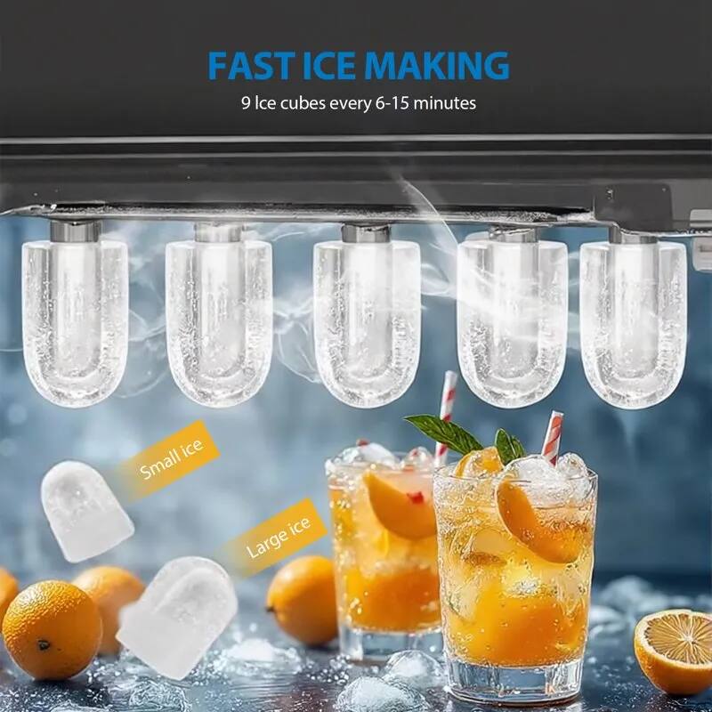 FAST ICE MAKING  
9 Ice cubes every 6-15 minutes  
Small ice  
Large ice