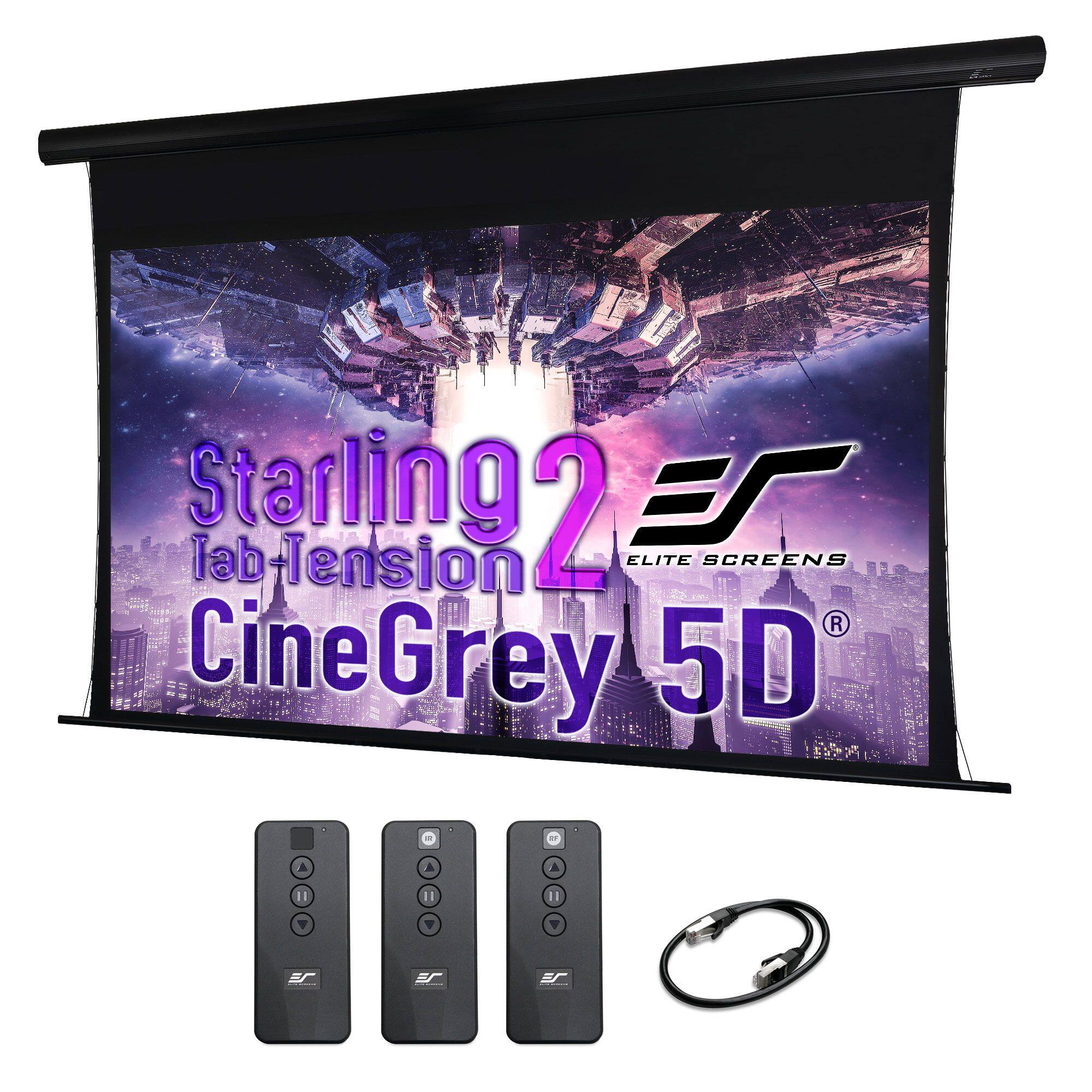 Elite Screens - Starling Tab-Tension2 CineGrey 5D®,92"Diag,16:9,Ceiling/Ambient Light Rejecting Screen, STT92U2HD5-E12 - Black