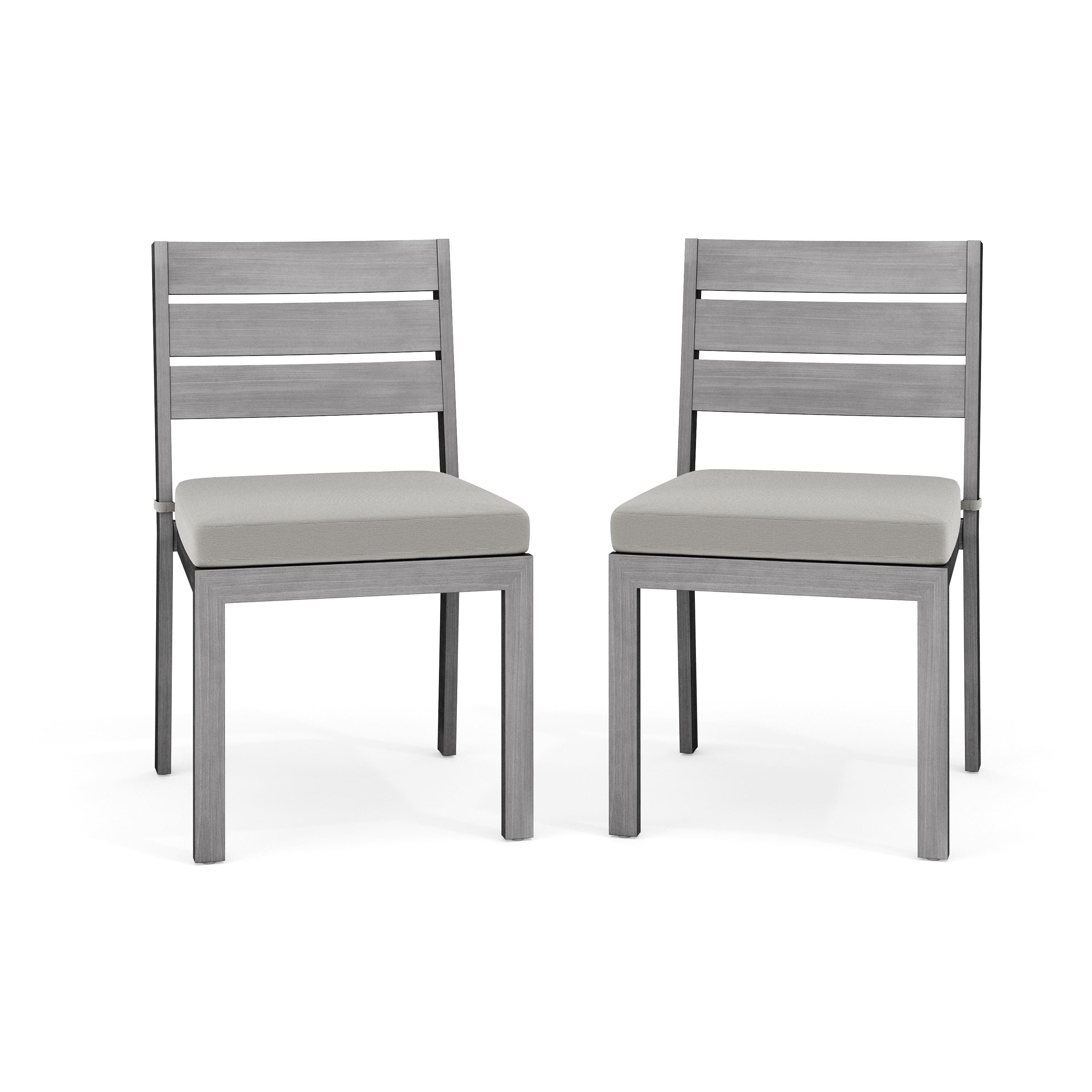 Martha Stewart - Bedford 2PK All-Weather Stacking Patio Side Dining Chairs with Seat Cushions - Gray