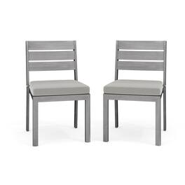Martha Stewart - Bedford 2PK All-Weather Stacking Patio Side Dining Chairs with Seat Cushions - Gray