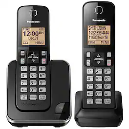 Panasonic - DECT CORDLESS WTIH 2 HANDSETS KX-TGC352B - Black