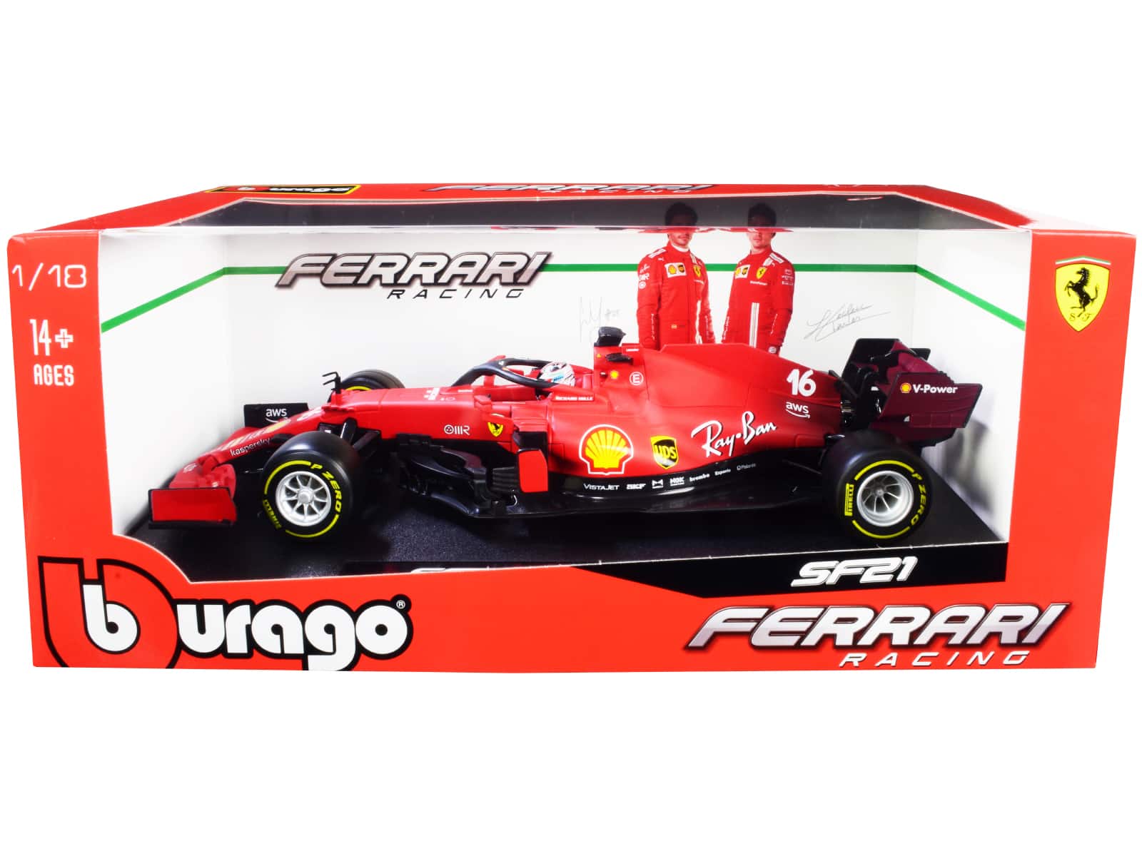 "Ferrari SF21 #16 Charles Leclerc Formula One F1 Car ""Ferrari Racing"" Series 1/18 Diecast Model Car by Bburago" price history on PriceWatchPro