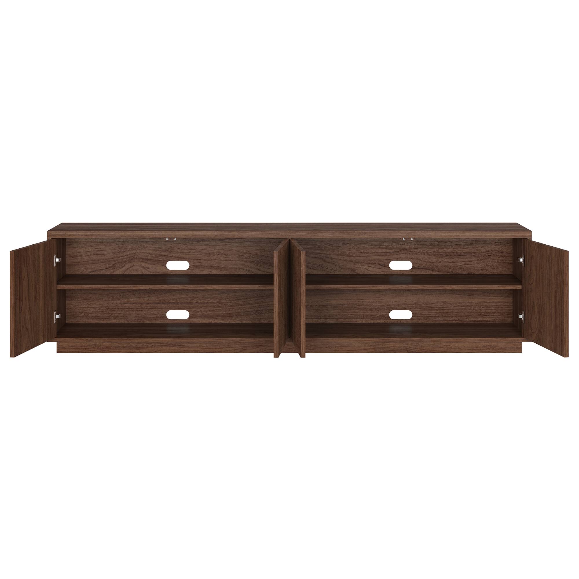 Alt View 1. Hudson&Canal - Hanson Rectangular Fluted TV Stand for TV's up to 85" in Satin Walnut - Satin Walnut.