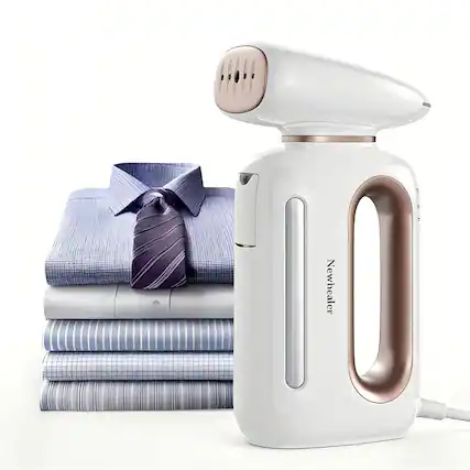 Front. Newbealer - Handheld Steamer for Clothes,Horizontal & Vertical Steaming, 30s Fast Heat Up, 230ml Water Tank, for Home, RV & Hotel - Gold.