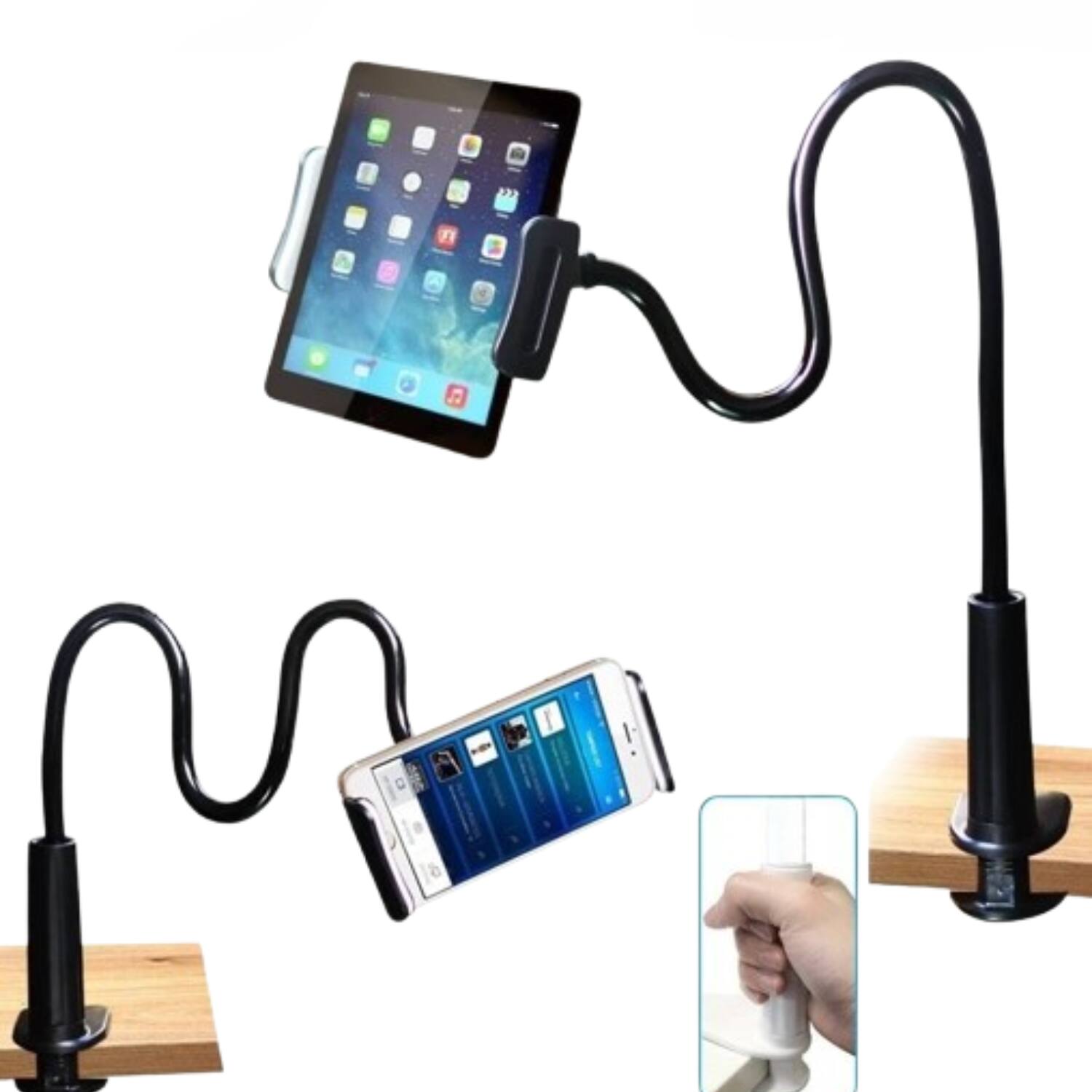 Back. Stock Preferred - Flexible Lazy Bracket Mobile Phone Holder Stand Black - Black.