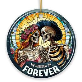 OrnamentallyYou - Artistic Skeleton Couple We Decided On Forever Ornament Gothic Christmas Gift Circle - Multi-colored