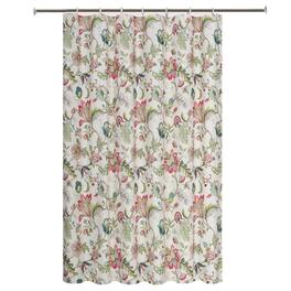 Ellis Curtain - Brissac Classic Floral Design Button Holes Shower Curtain 70" x 72" - Red