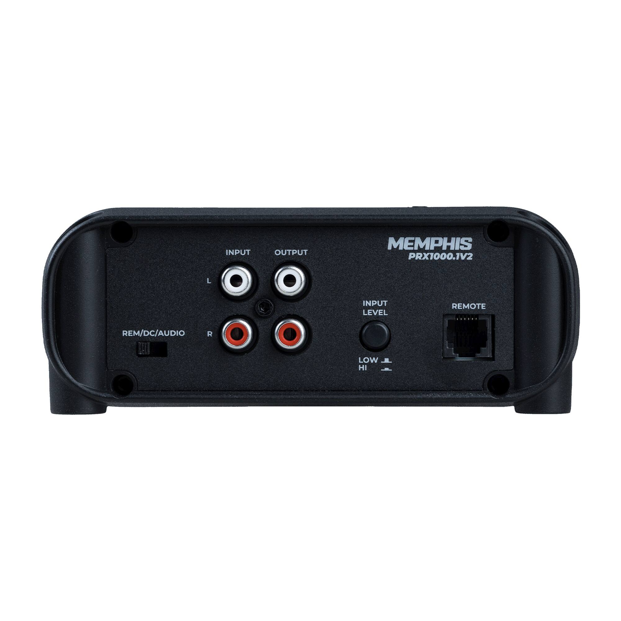 INPUT OUTPUT MEMPHIS PRX1000.1V2 L INPUT LEVEL REMOTE REM/DC/AUDIO IEI R LOW HI