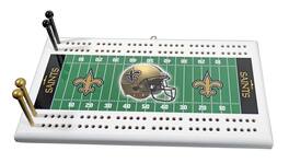 Rico Industries - New Orleans Football Saints Classic 2 Track Wooden Field Shaped Cribbage Board - Multi