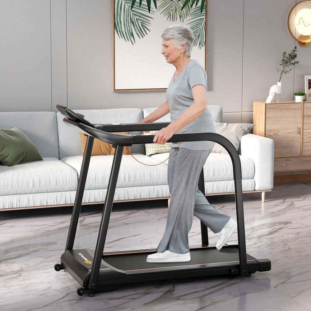 Alt View 4. Resenkos - Resenkos Walking Treadmill 2.5 HP with Extended Handrails for Seniors - Black - Black.