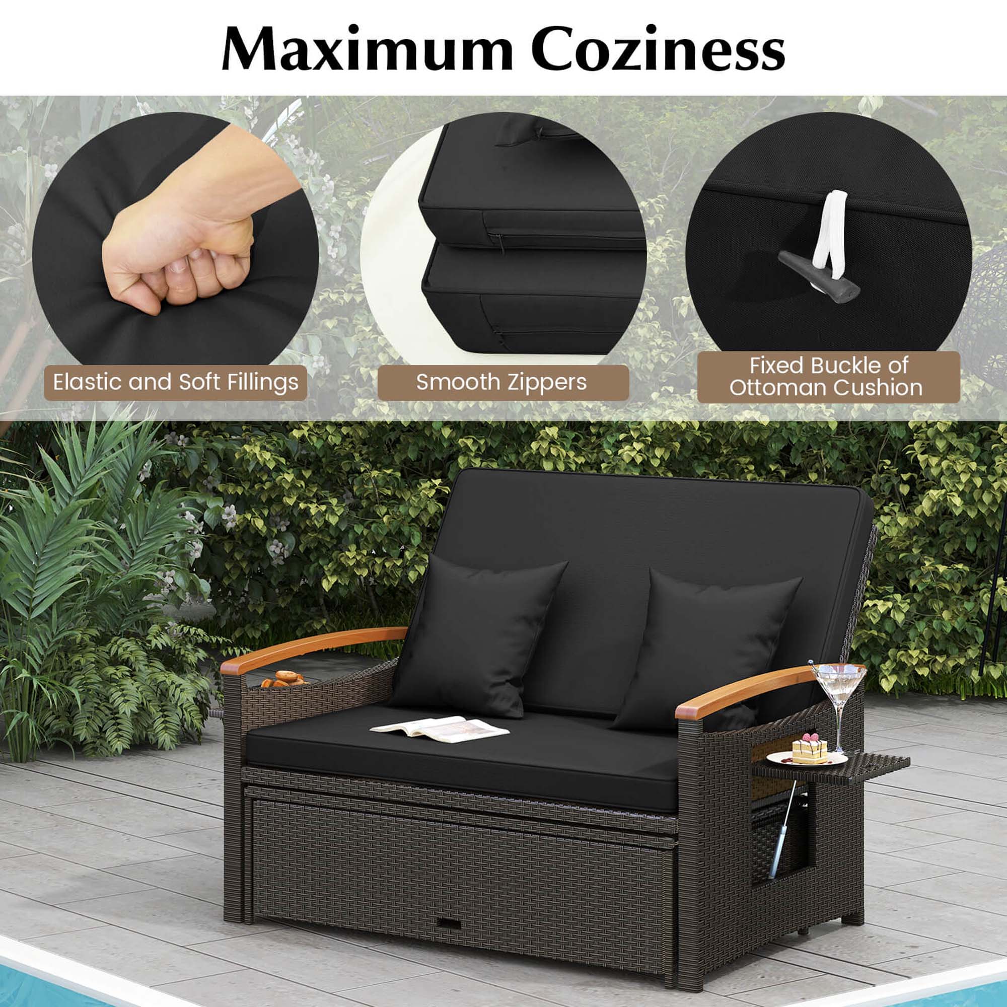 Maximum Coziness: Elastic and Soft Fillings, Smooth Zippers, Fixed Buckle of Ottoman Cushion.