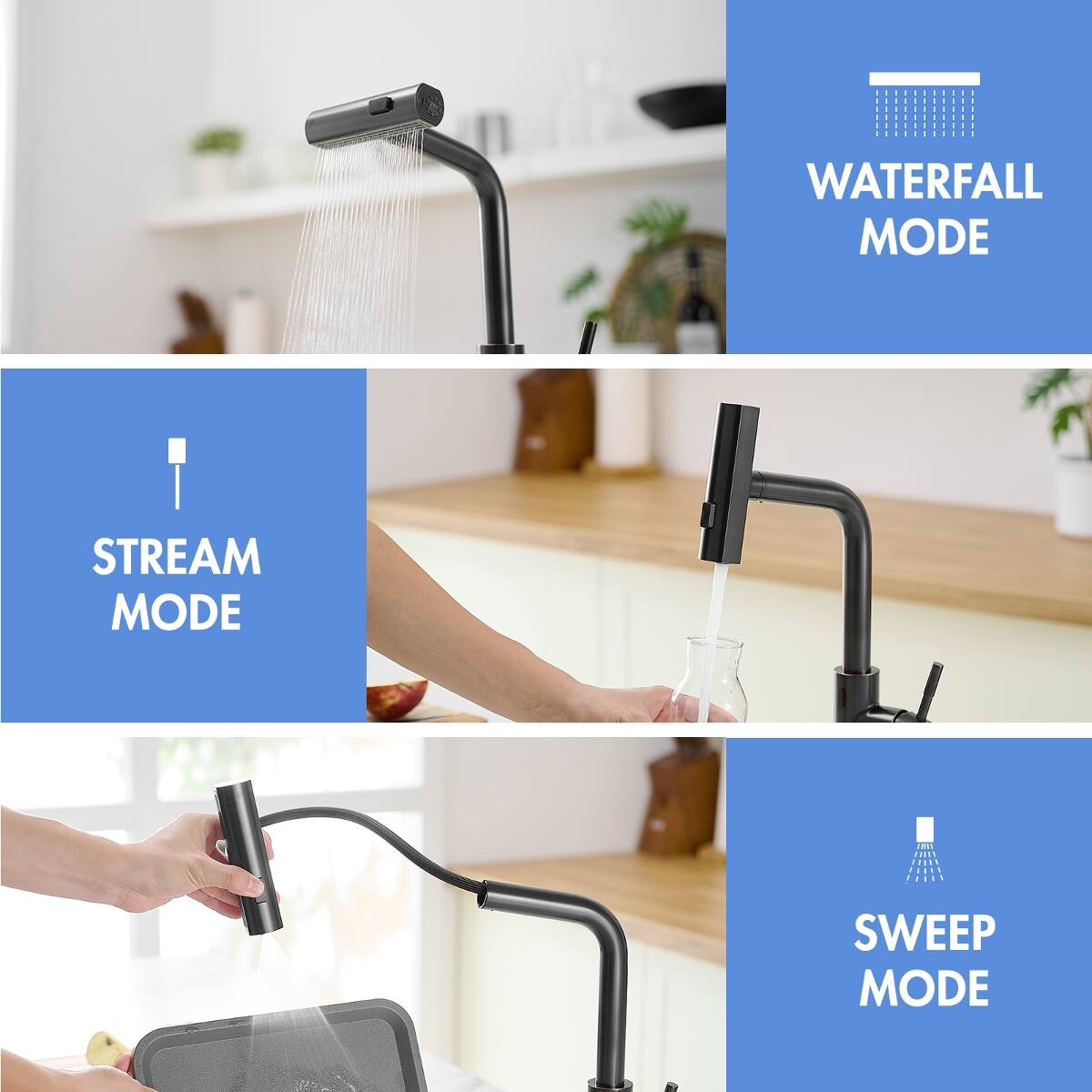 Ropilly Touchless Kitchen Faucet, Hands Free Kitchen Faucet with Pull ...