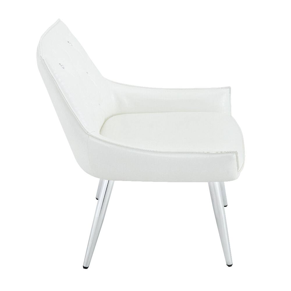 Alt View 9. Loheer - Loheer Crocodile Pattern Accent Chair Set of 2 White PU Leather - White.