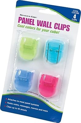 Advantus - Cubicle Clips, Cool Colors, 4/Pack - Assorted