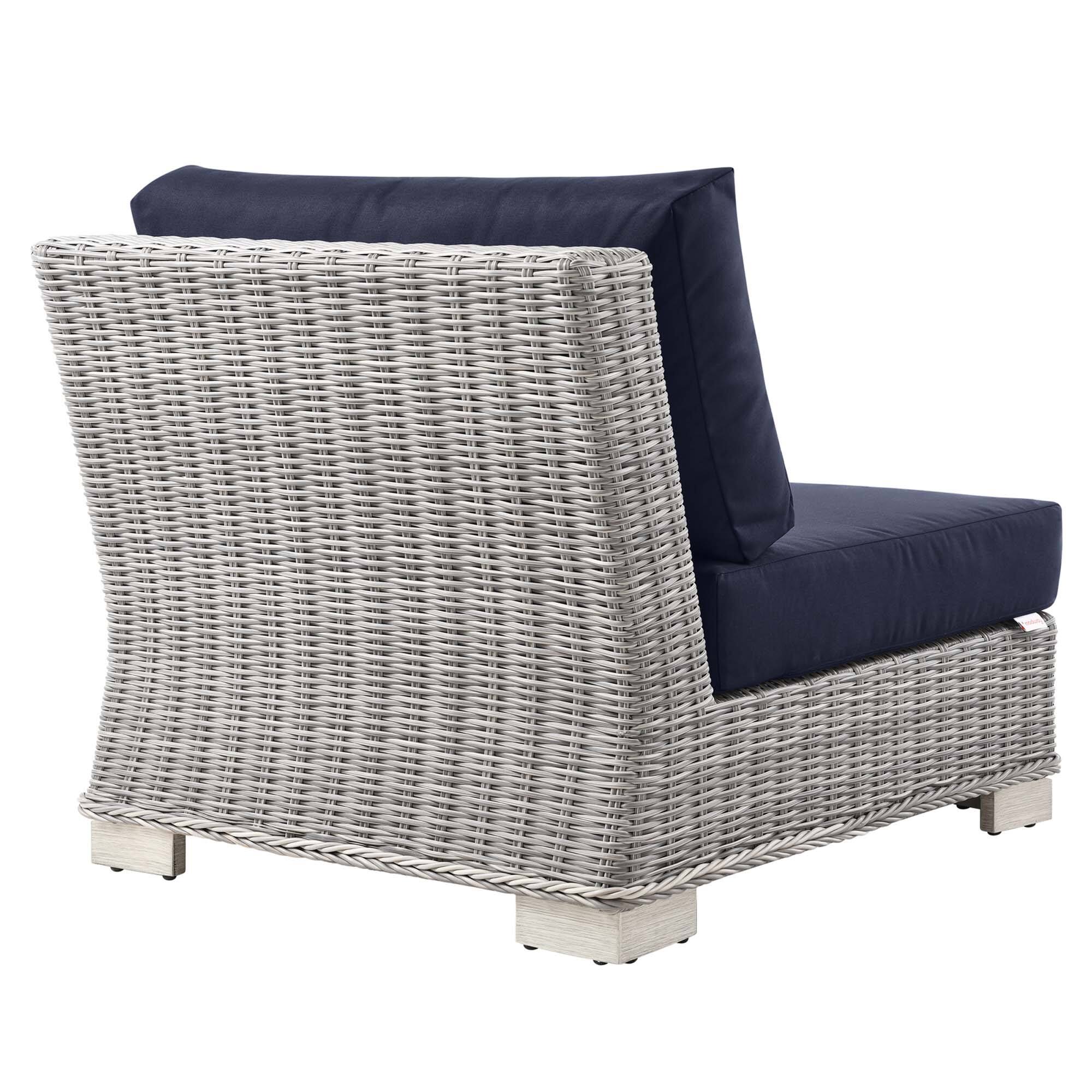 Alt View 2. Modway - Conway Outdoor Patio Wicker Rattan Armless Chair by Modway - Light Gray Navy.