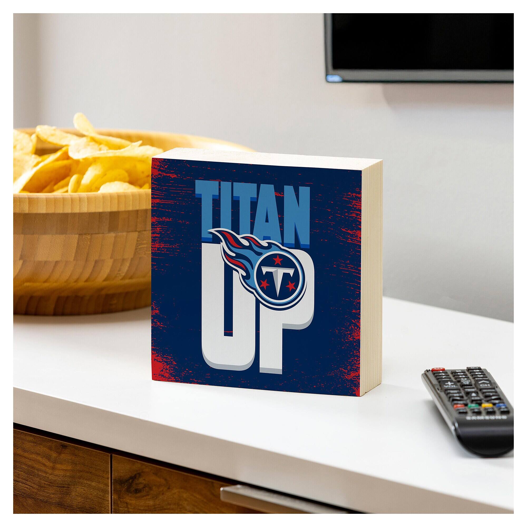 Alt View 2. Evergreen Enterprises - Tennessee Titans 6" Square Fan Chant Wood Block Shelf Sign - Multicolor.