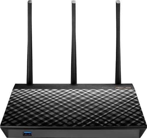 ASUS - AC1750 Dual-Band Wi-Fi Router - Black-Front_Standard 