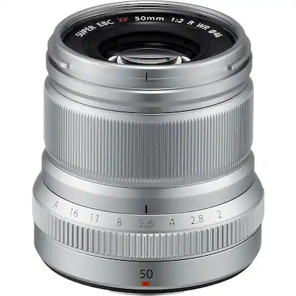 Front. Fujifilm - XF50mmF2 R WR Midrange Telephoto Lens - Silver.