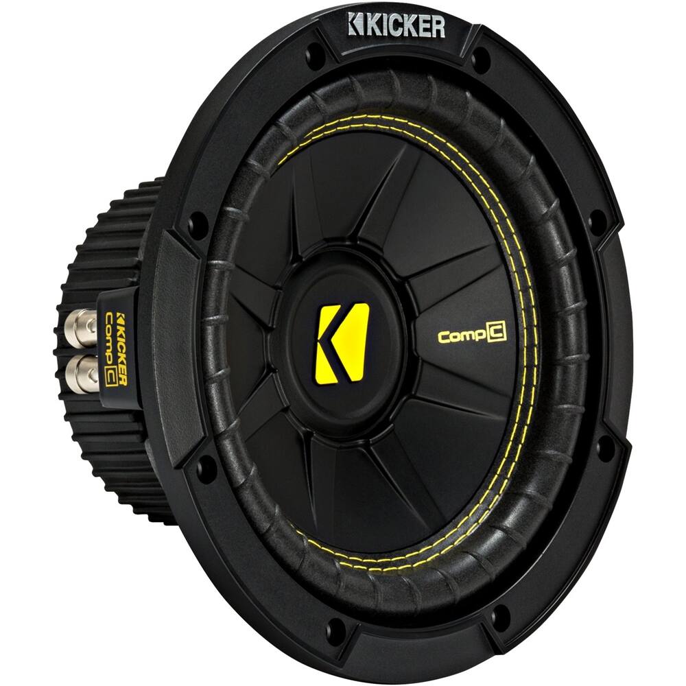 Left View: KICKER - CompC 8" Dual-Voice-Coil 4-Ohm Subwoofer - Black