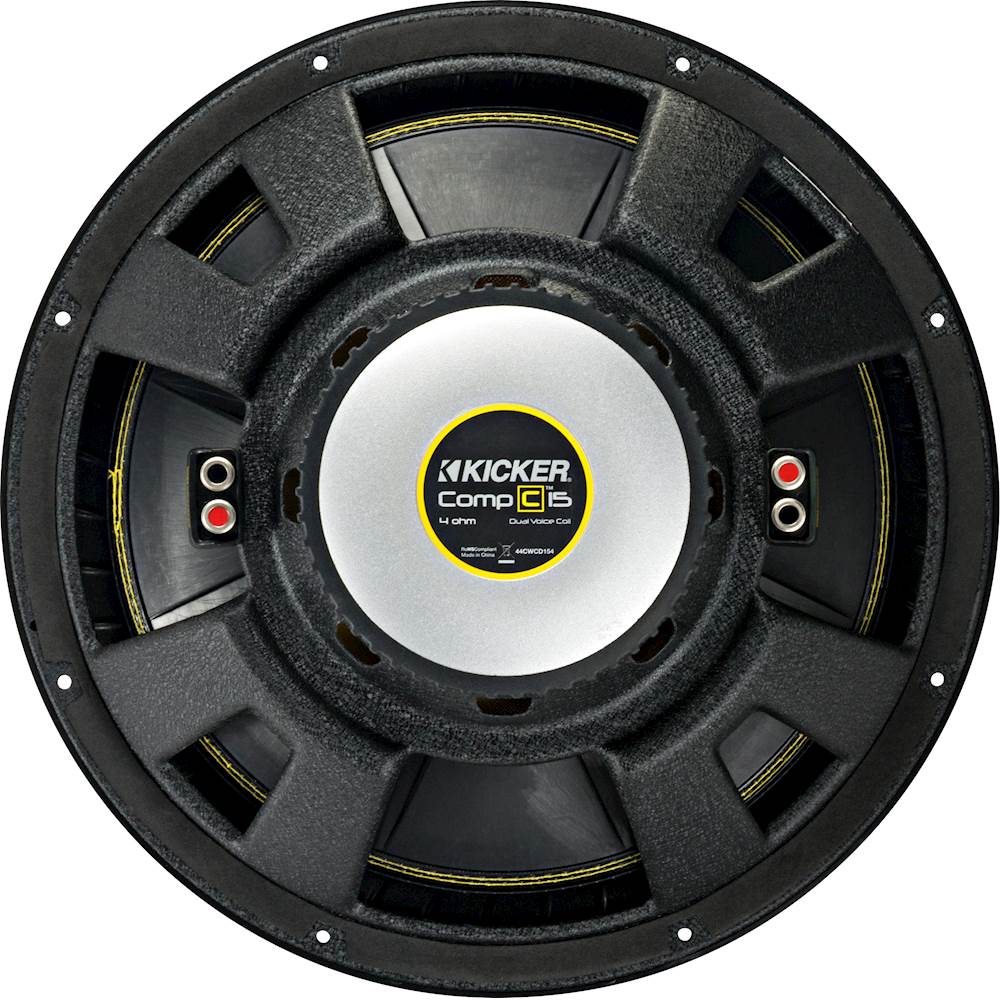 Back View: KICKER - CompC 15" Dual-Voice-Coil 4-Ohm Subwoofer - Black