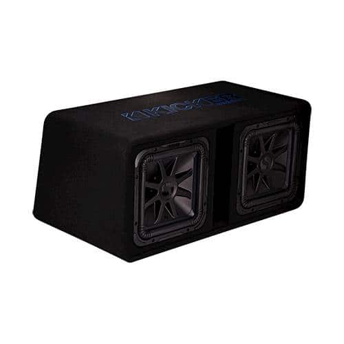 Angle. KICKER - Dual 12" Single-Voice-Coil 2-ohm Loaded Subwoofer - Black.