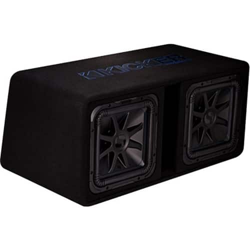 Left. KICKER - Dual 12" Single-Voice-Coil 2-ohm Loaded Subwoofer - Black.
