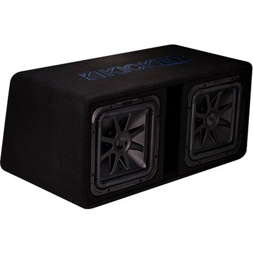 Left. KICKER - Dual 12" Single-Voice-Coil 2-ohm Loaded Subwoofer - Black.