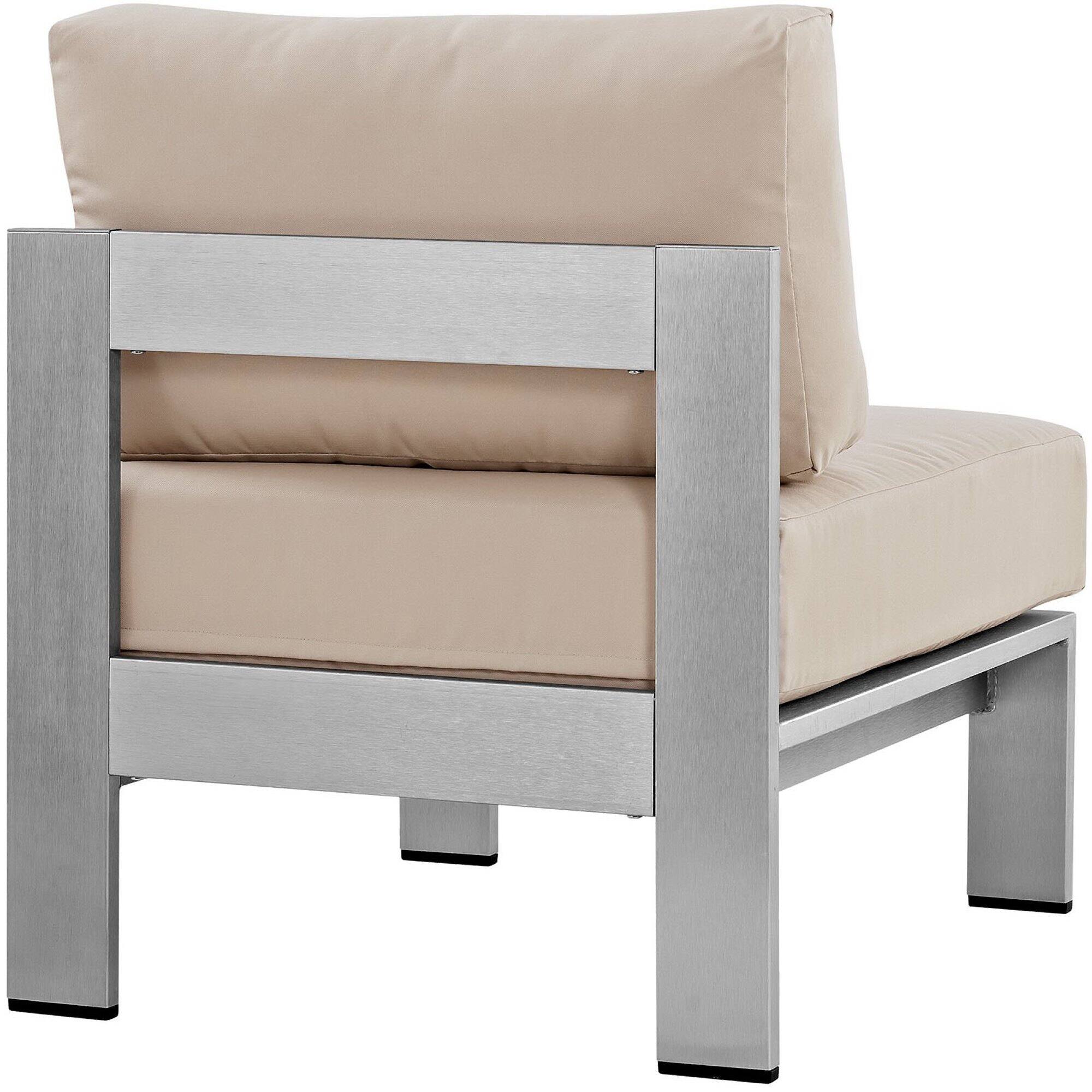 Back. Modway - Shore Armless Outdoor Patio Aluminum Chair by Modway - Silver Beige.