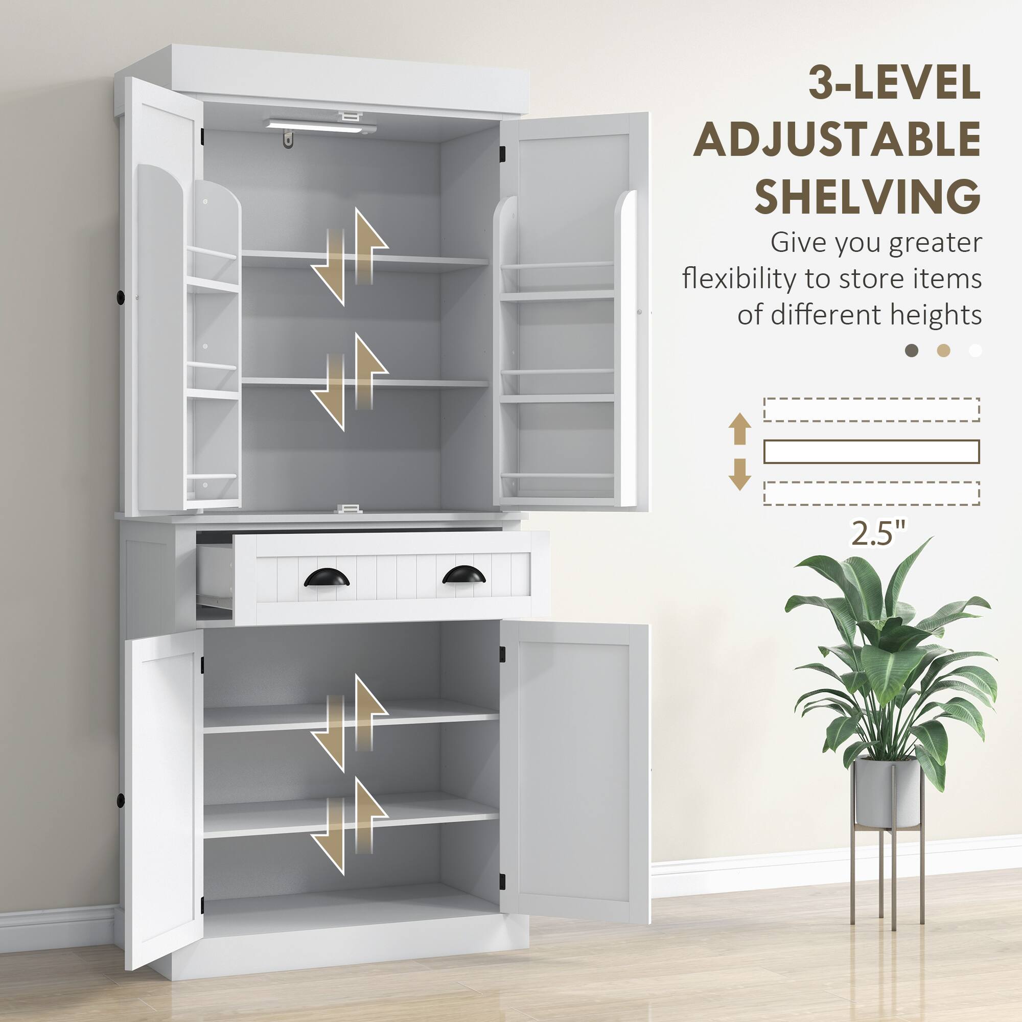 VA 1 3-LEVEL ADJUSTABLE SHELVING
Give you greater flexibility to store items of different heights
2.5"