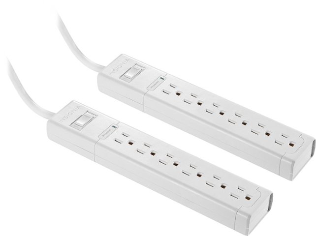 Insignia - 6 Outlet Surge Protector 2 Pack - White - Front Zoom