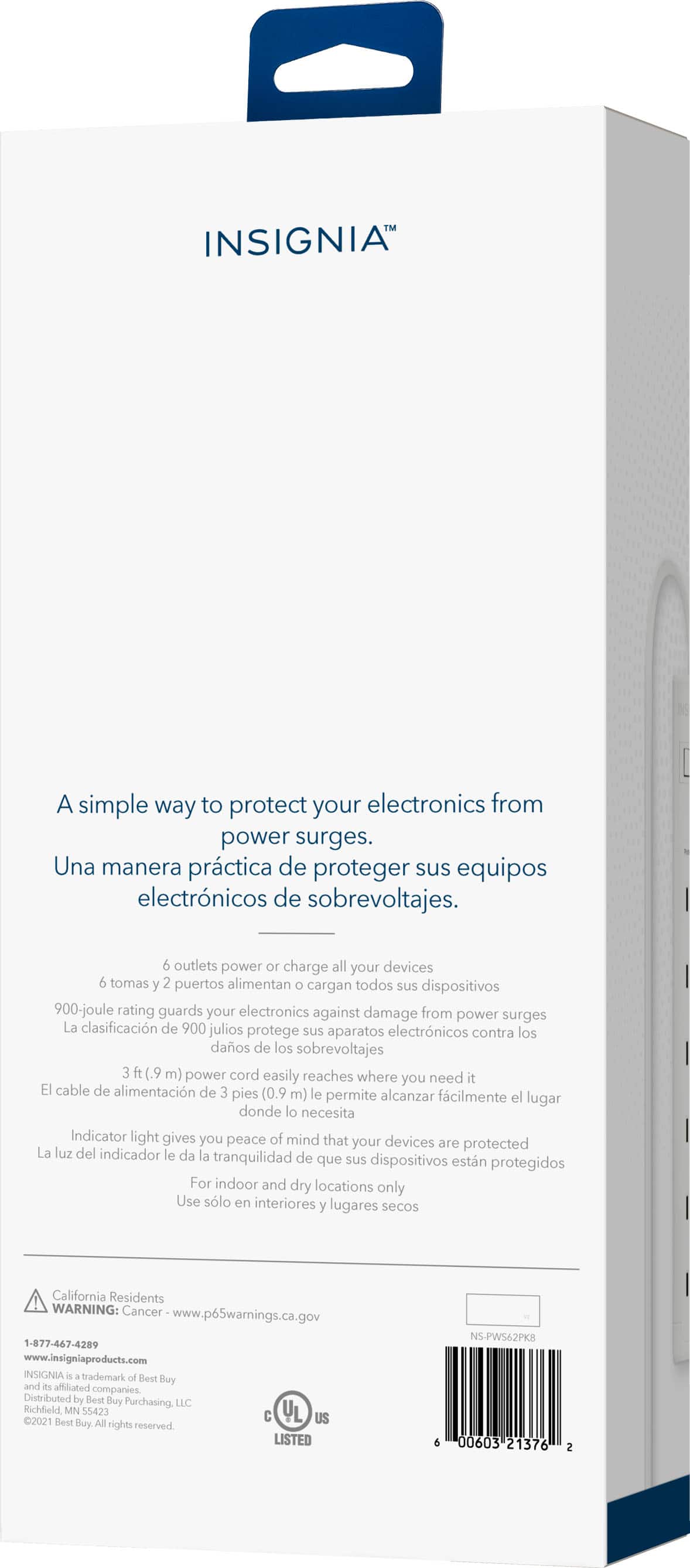 Alt View 13. Insignia™ - 6 Outlet 900 Joules Surge Protector (2 Pack) - White.