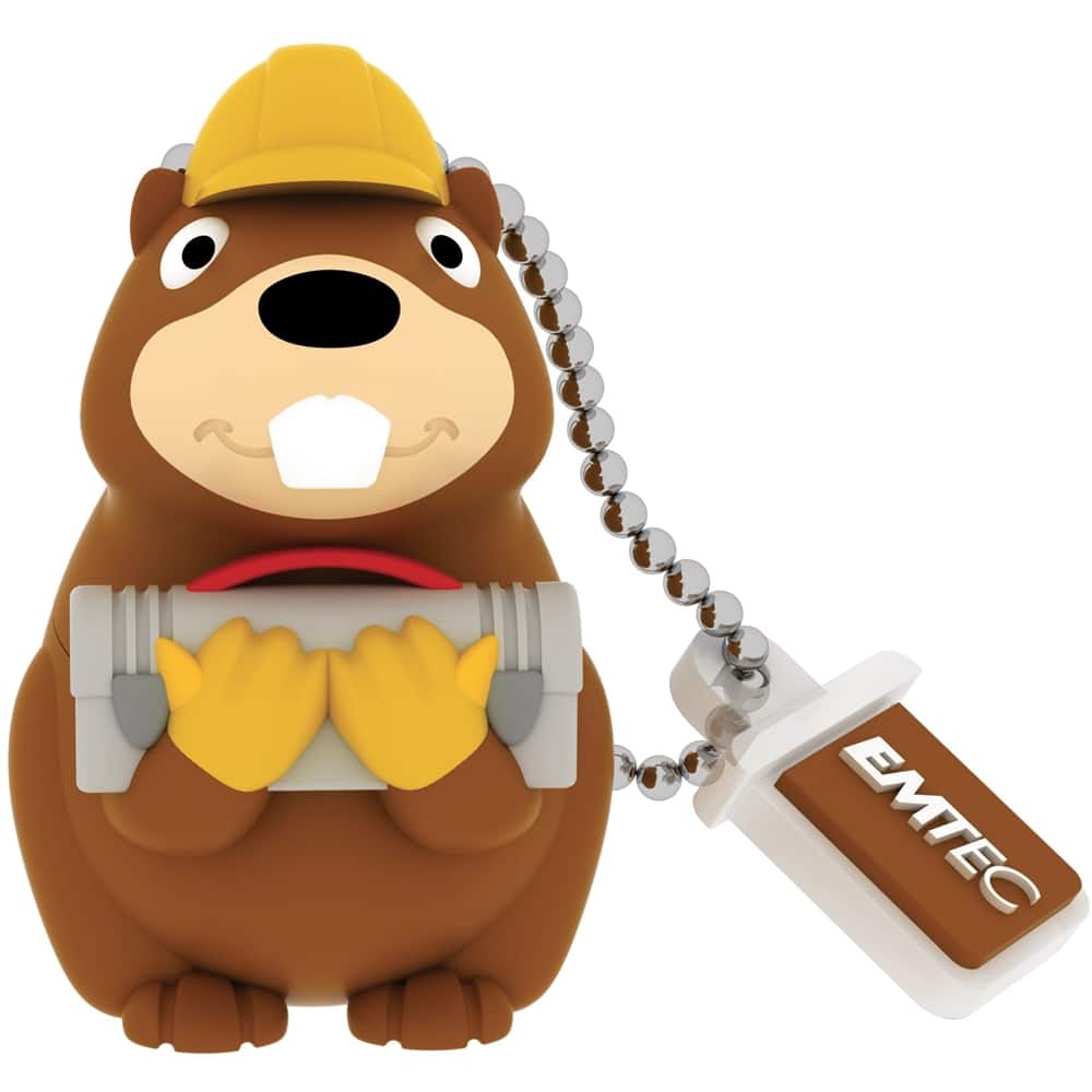 EMTEC - Animalitos 2 8GB USB 2.0 Flash Drive - Building Beaver - Larger Front