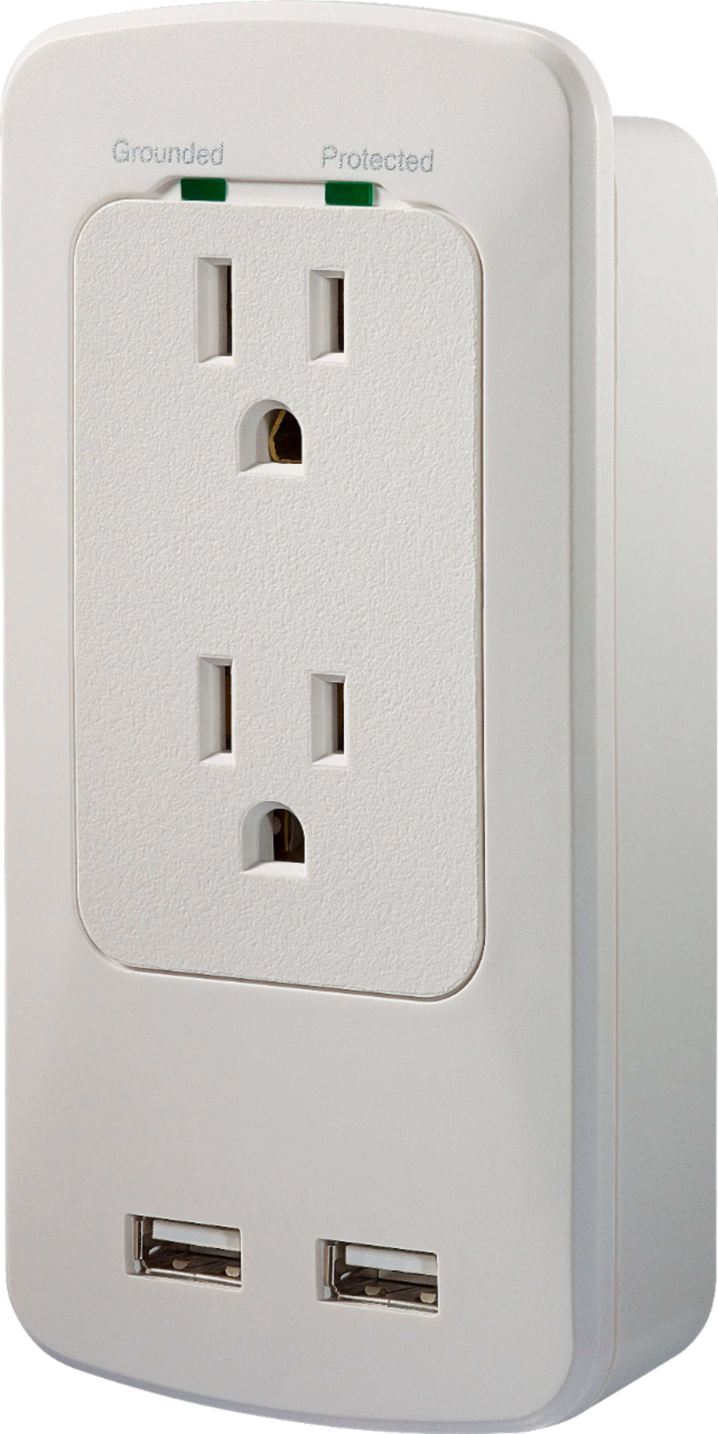 Insignia™ - 2-Outlet/2-USB Wall Tap Surge Protector - White