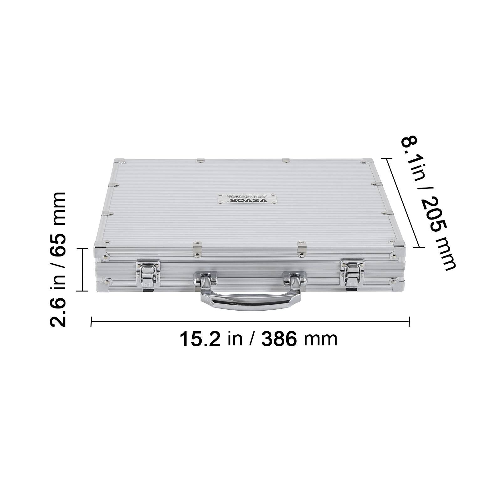 2.6 in / 65 mm, 15.2 in / 386 mm, 8.1 in / 205 mm