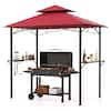 Front. Costway - Costway 8' x 5' Grill Gazebo with 2 Shelves 7 Hooks Metal Frame Soft Top - Wine.