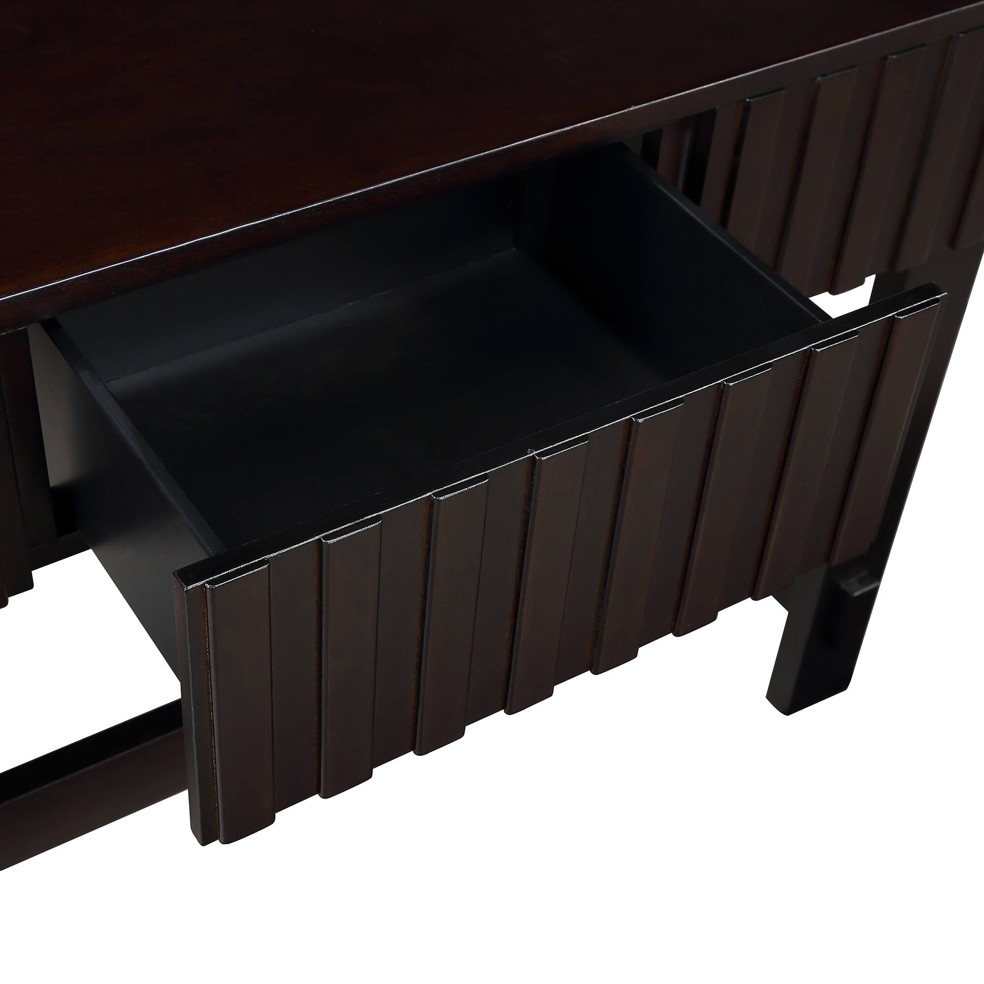 Alt View 7. GOODSILO - Modern Farmhouse Fluted Console Table with Storage Drawers - Solid Wood Legs, Versatile Entryway Sofa Table - Espresso.