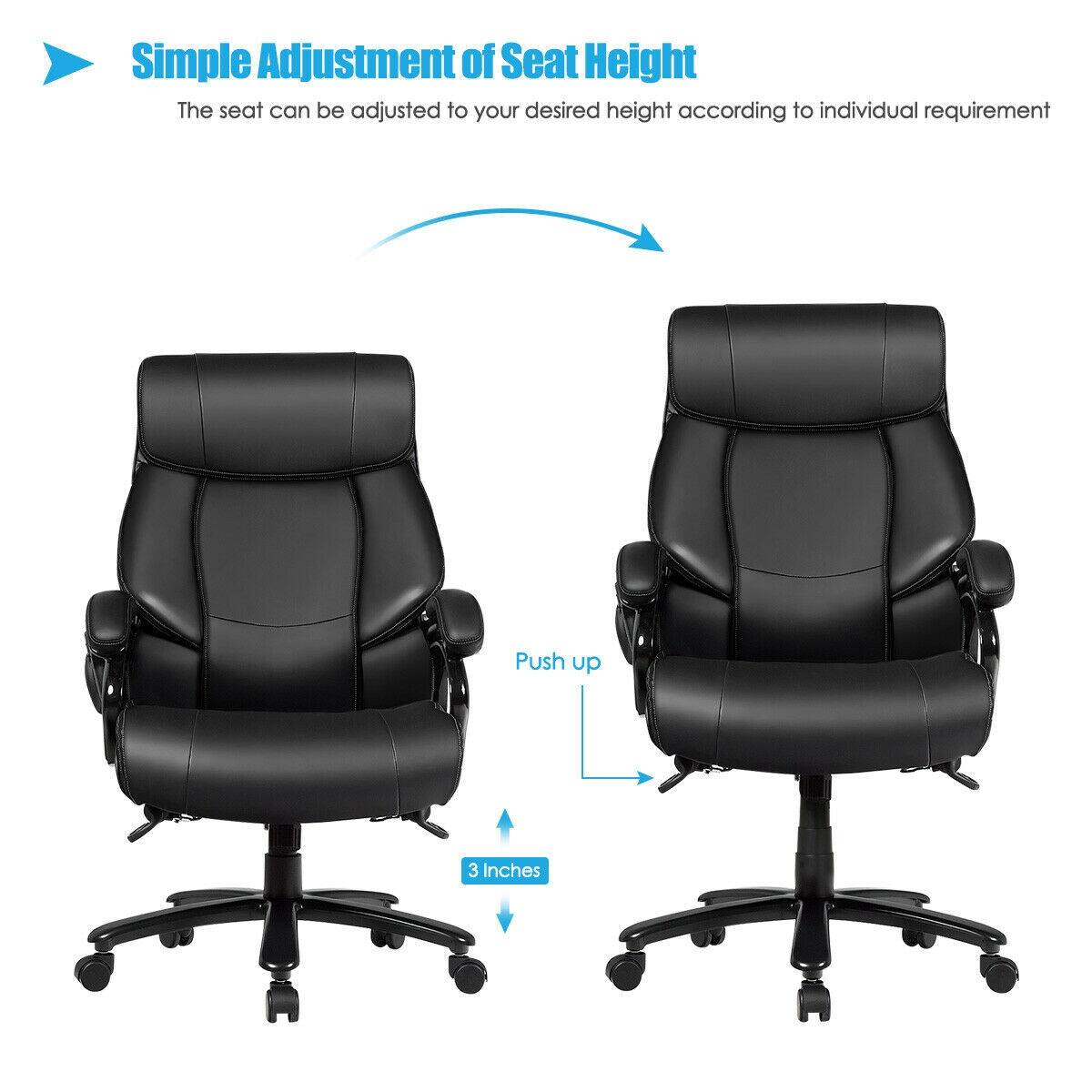 Simple Adjustment of Seat Height  
The seat can be adjusted to your desired height according to individual requirement  

Push up  
3 Inches