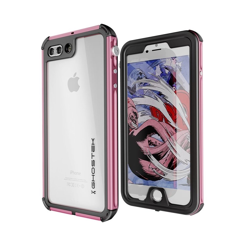 atomic protective waterproof case for apple iphone 7 - pink/clear