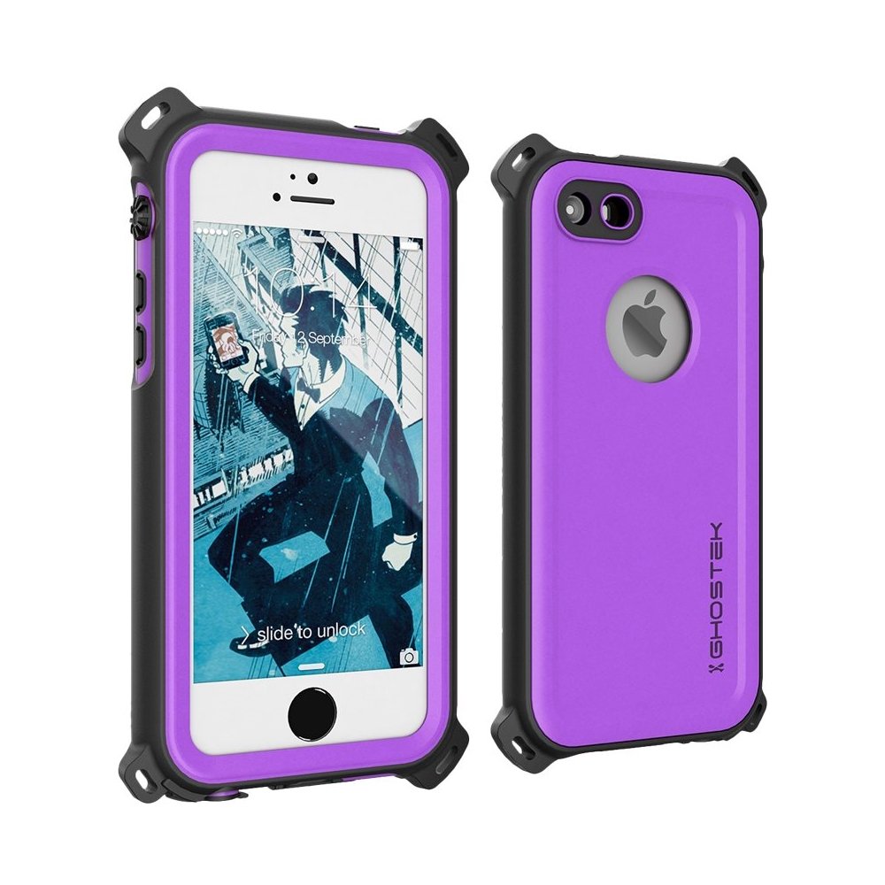 nautical protective waterproof case for apple iphone 5, 5s and se - purple