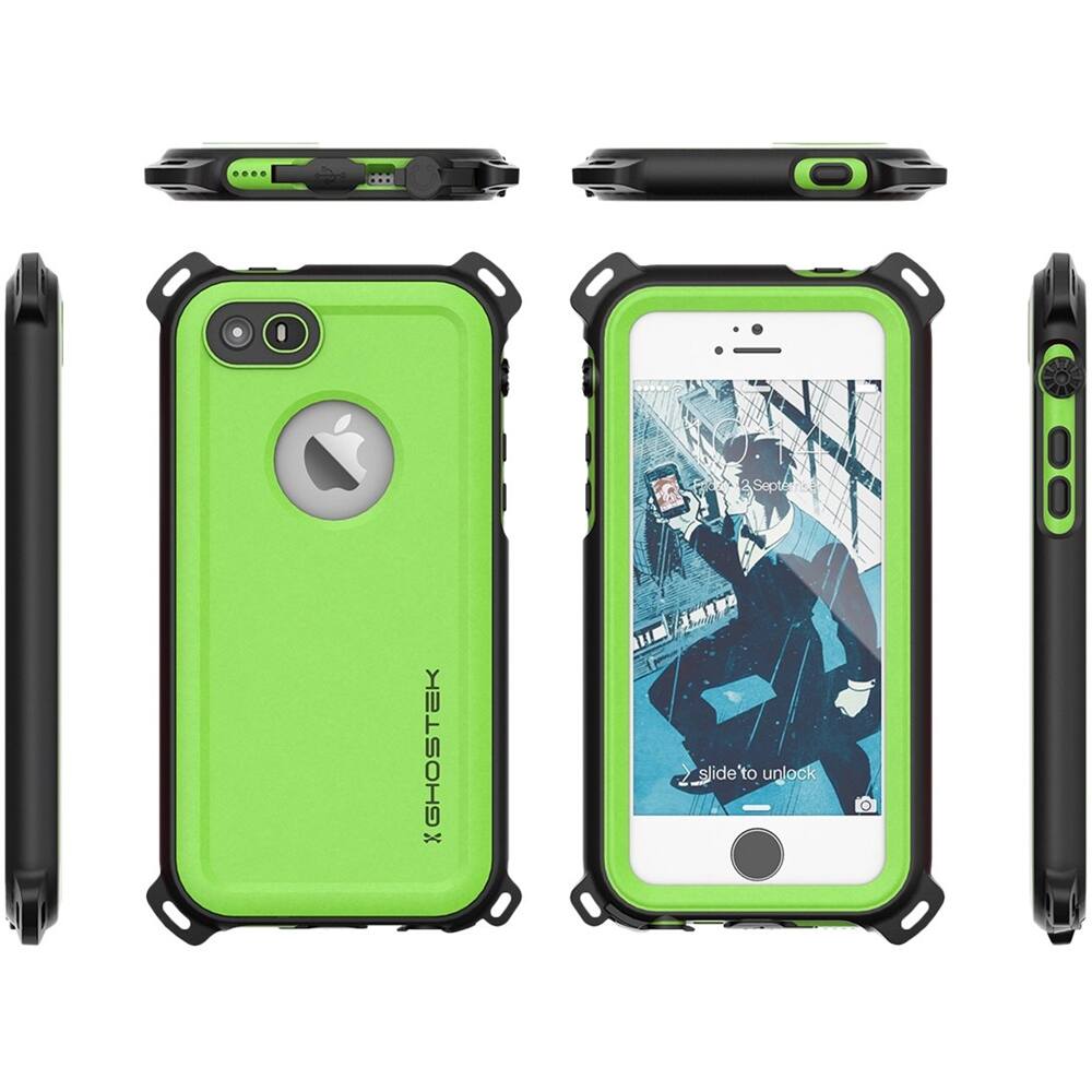 nautical protective waterproof case for apple iphone 5, 5s and se - green