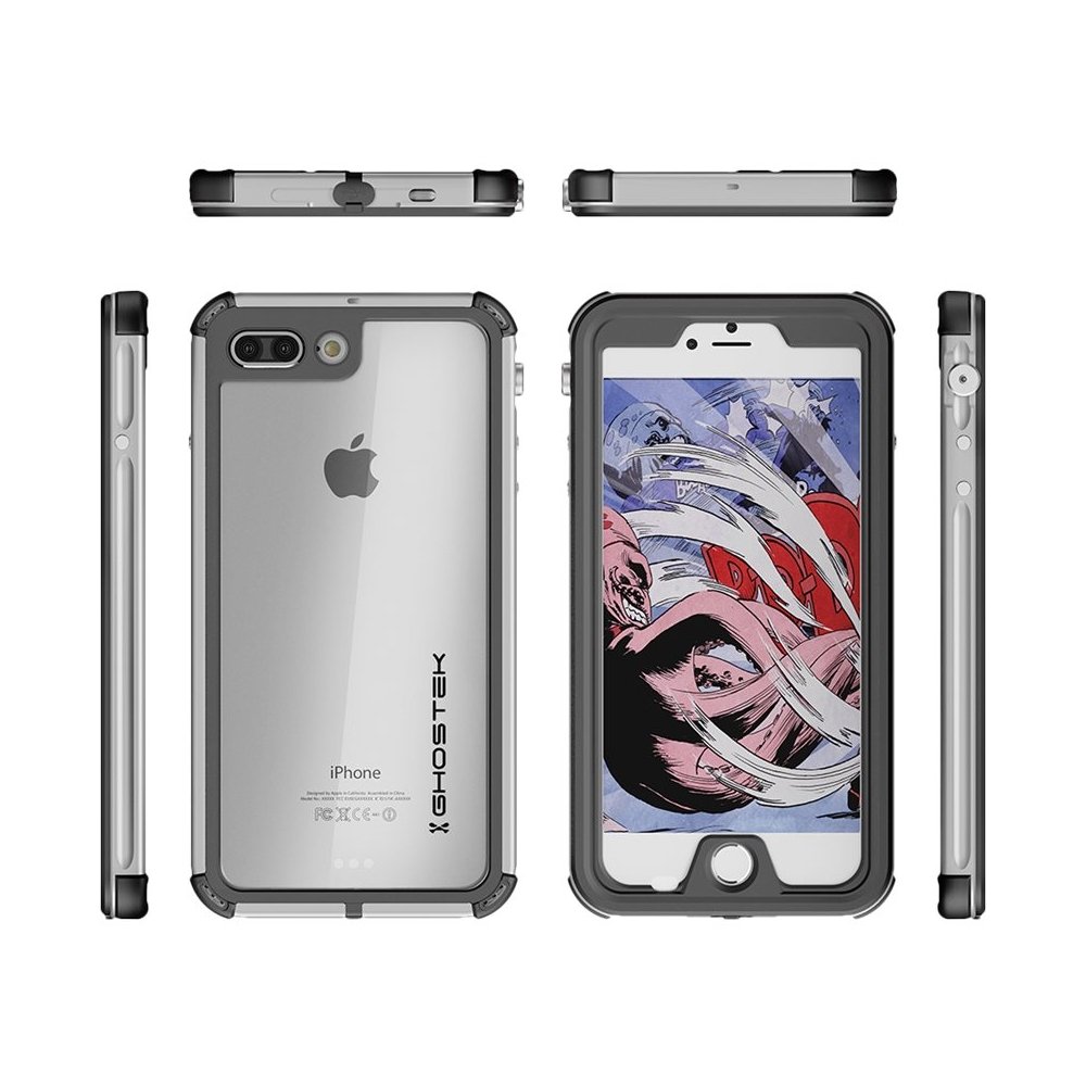 atomic protective waterproof case for apple iphone 7 plus - silver/clear