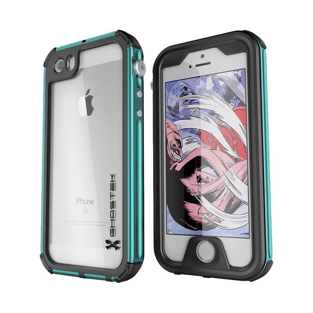 atomic protective waterproof case for apple iphone 5, 5s and se - teal/clear atomic protective waterproof case for apple iphone 5, 5s and se - teal/clear