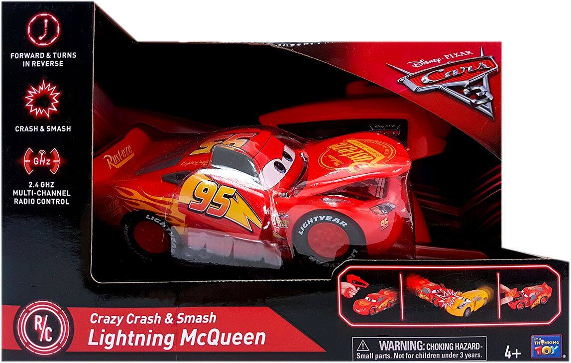 CARS Crazy Crash & Smash Lightning McQueen RC Car 00276 for sale online