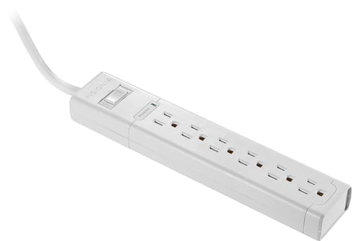Insignia - 6-Outlet Surge Protector with 8' Power Cord - White - Larger Front