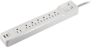 Insignia™ - 7 Outlet/2 USB 1200 Joules Surge Protector - White - Front_Zoom