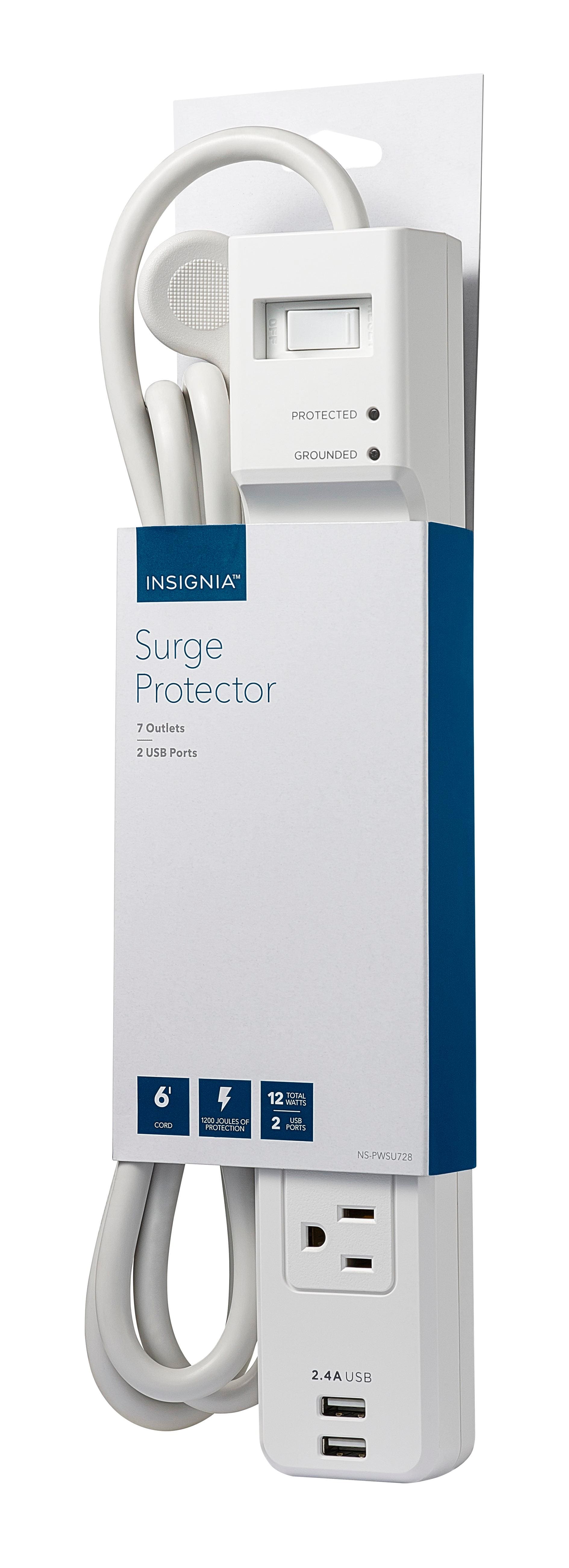 Alt View 12. Insignia™ - 7 Outlet/2 USB 1200 Joules Surge Protector - White.
