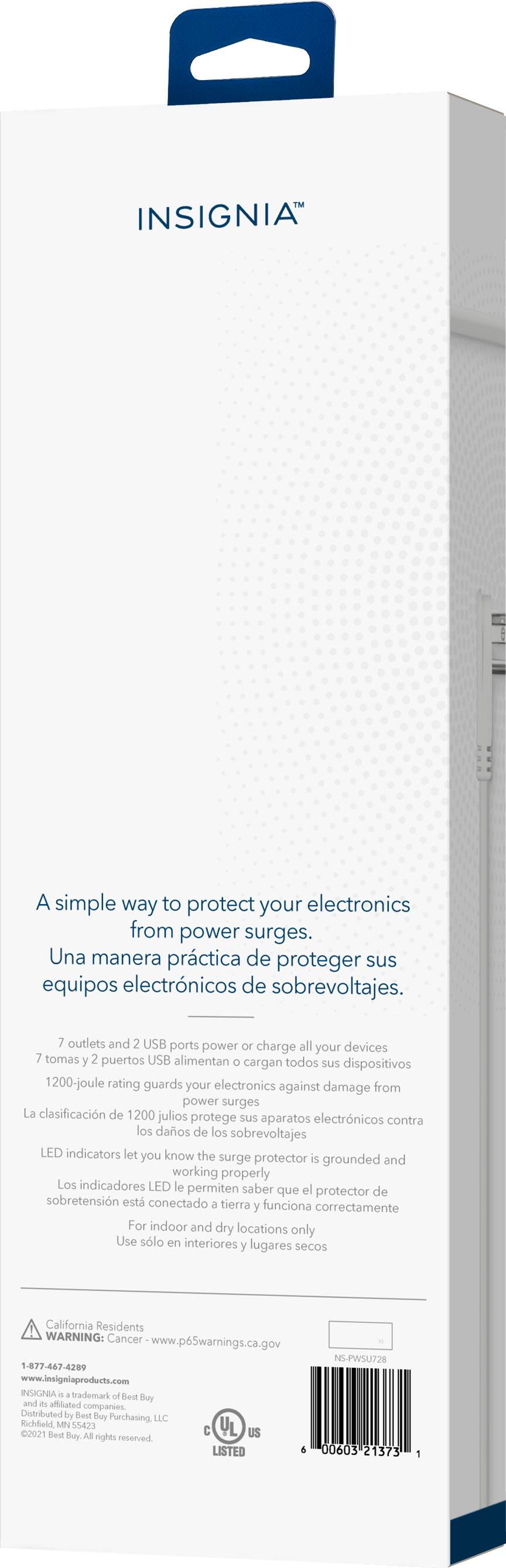 Alt View 13. Insignia™ - 7 Outlet/2 USB 1200 Joules Surge Protector - White.