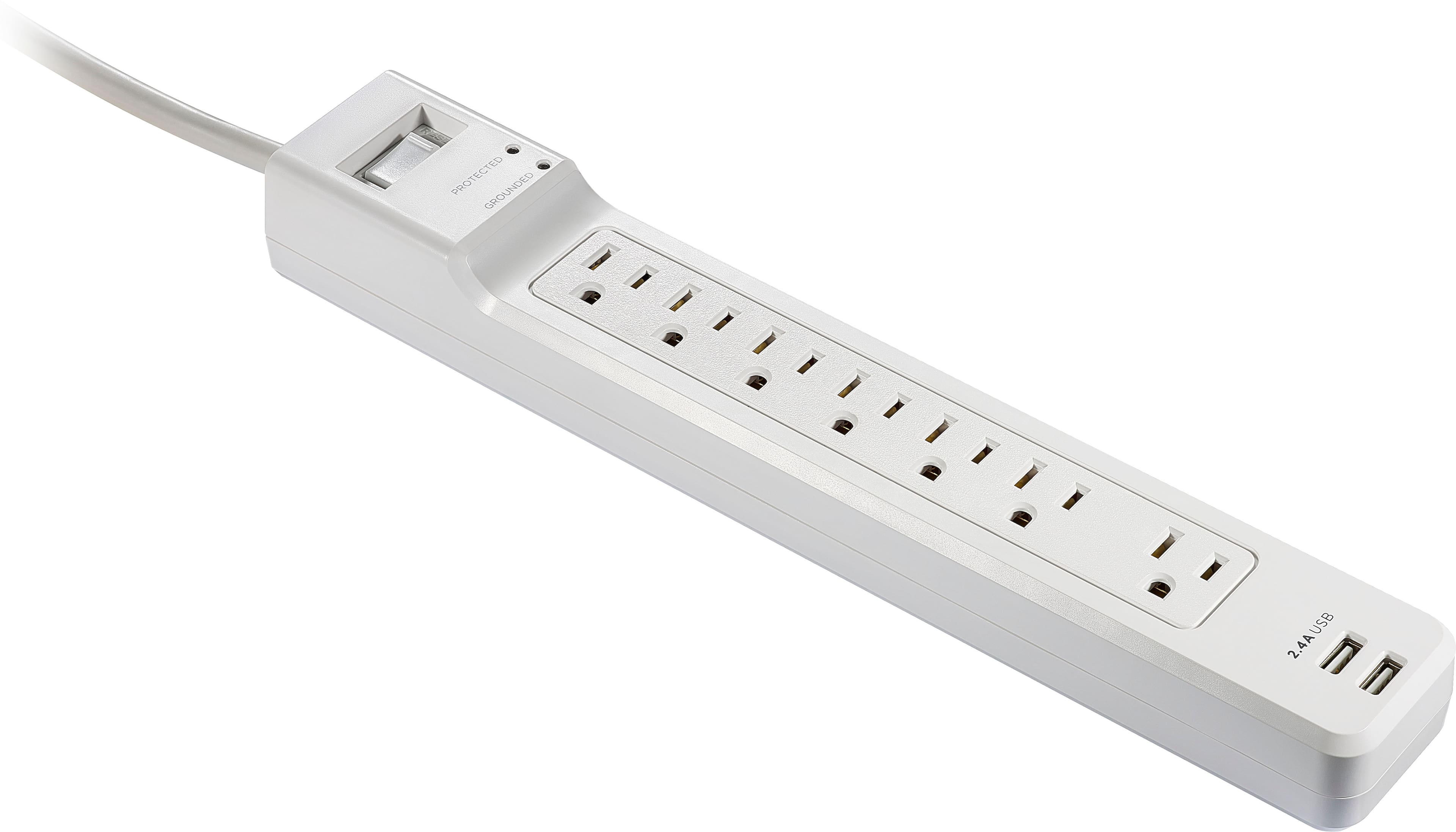 Alt View 1. Insignia™ - 7 Outlet/2 USB 1200 Joules Surge Protector - White.